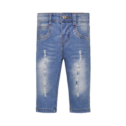 Baby Ripped Holes Pocket Washed Jeans