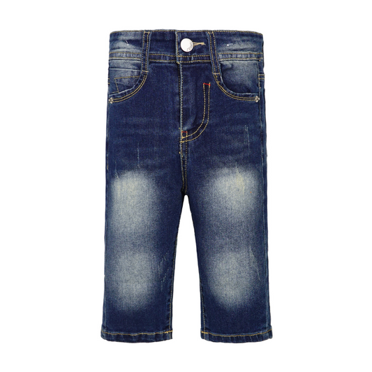 Boys Girls Washed Jeans Pants Cuffed Jeans