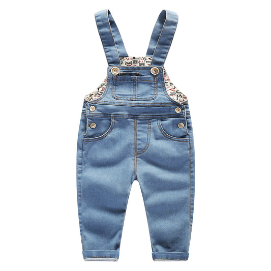 Boys Girls Blue Black Denim Skin-friendly Soft Overalls