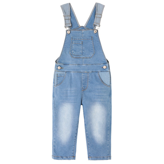 Toddler Adjustable Light Blue Washed Jeans Overalls