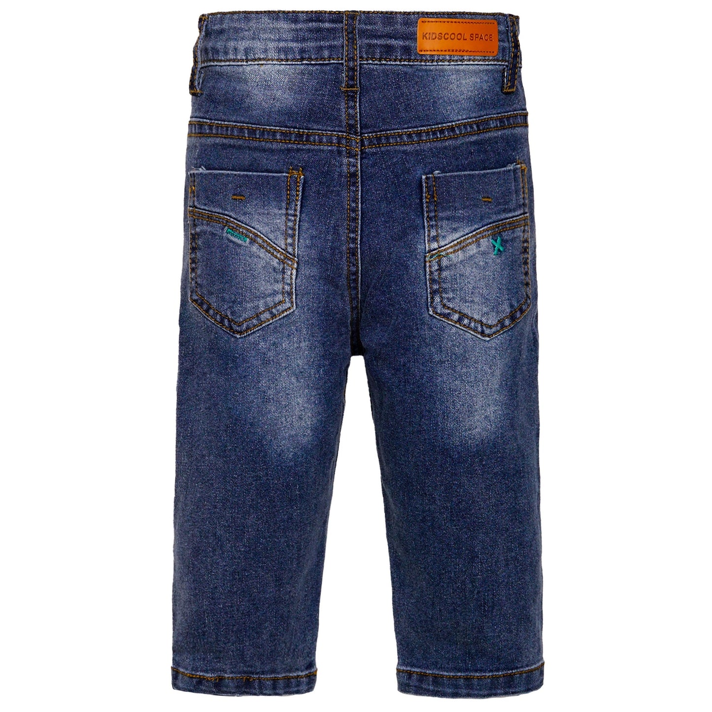 Kids Jeans D Ring Elastic Ripped Denim Pants