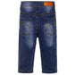 Kids Jeans D Ring Elastic Ripped Denim Pants