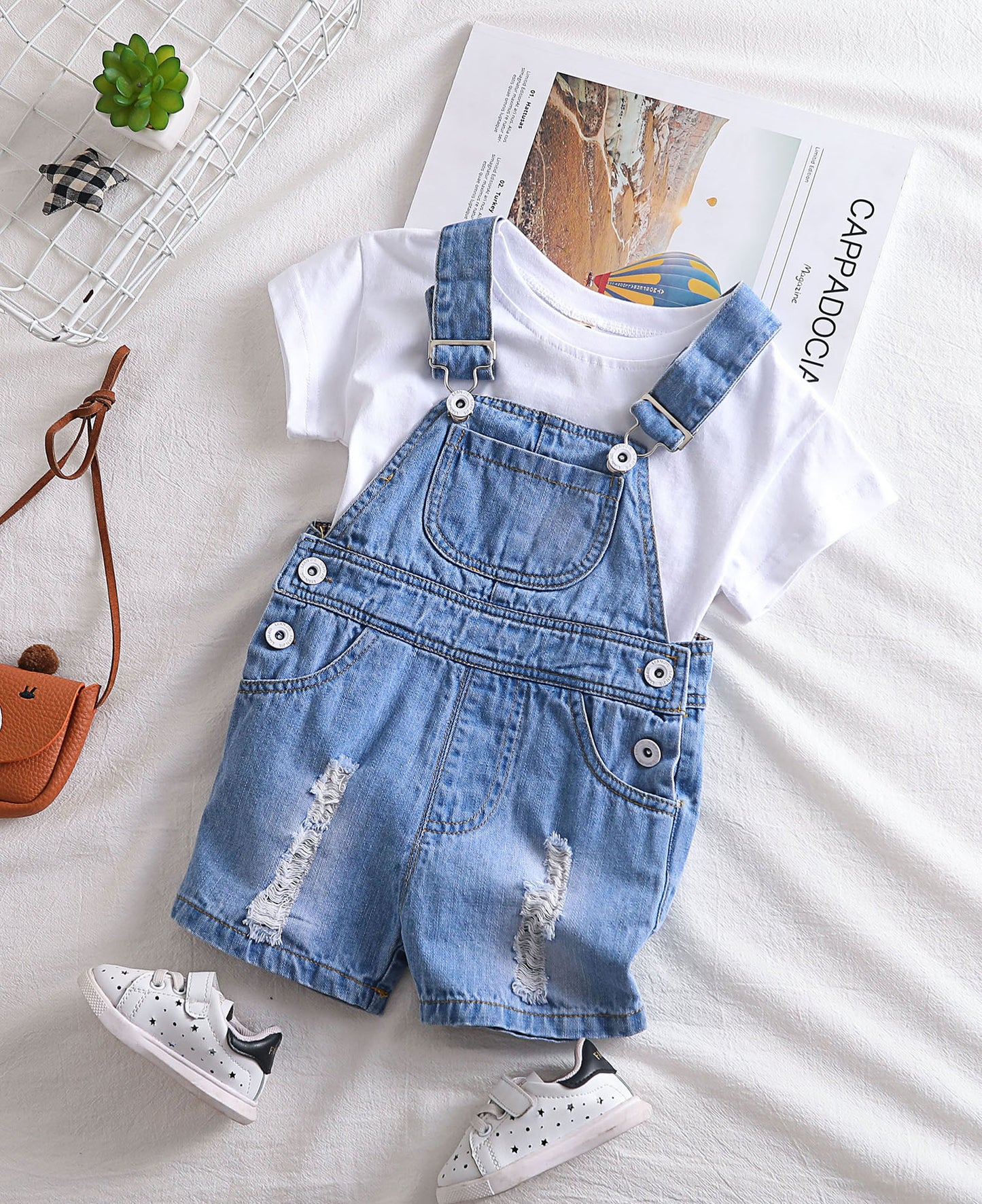 KIDSCOOL SPACE Baby Girl Boy Jean Overalls,Toddler Summer Denim Shortal