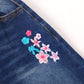 Girls Embroiderd Flower Decor Slim Jeans Pants