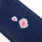 Girls Embroiderd Flower Decor Slim Jeans Pants