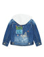 Girl Pink Hood Flower Embroidered Denim Jacket