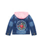 Girls Pink Hooded Jacket Back Embroidered Denim Outfits