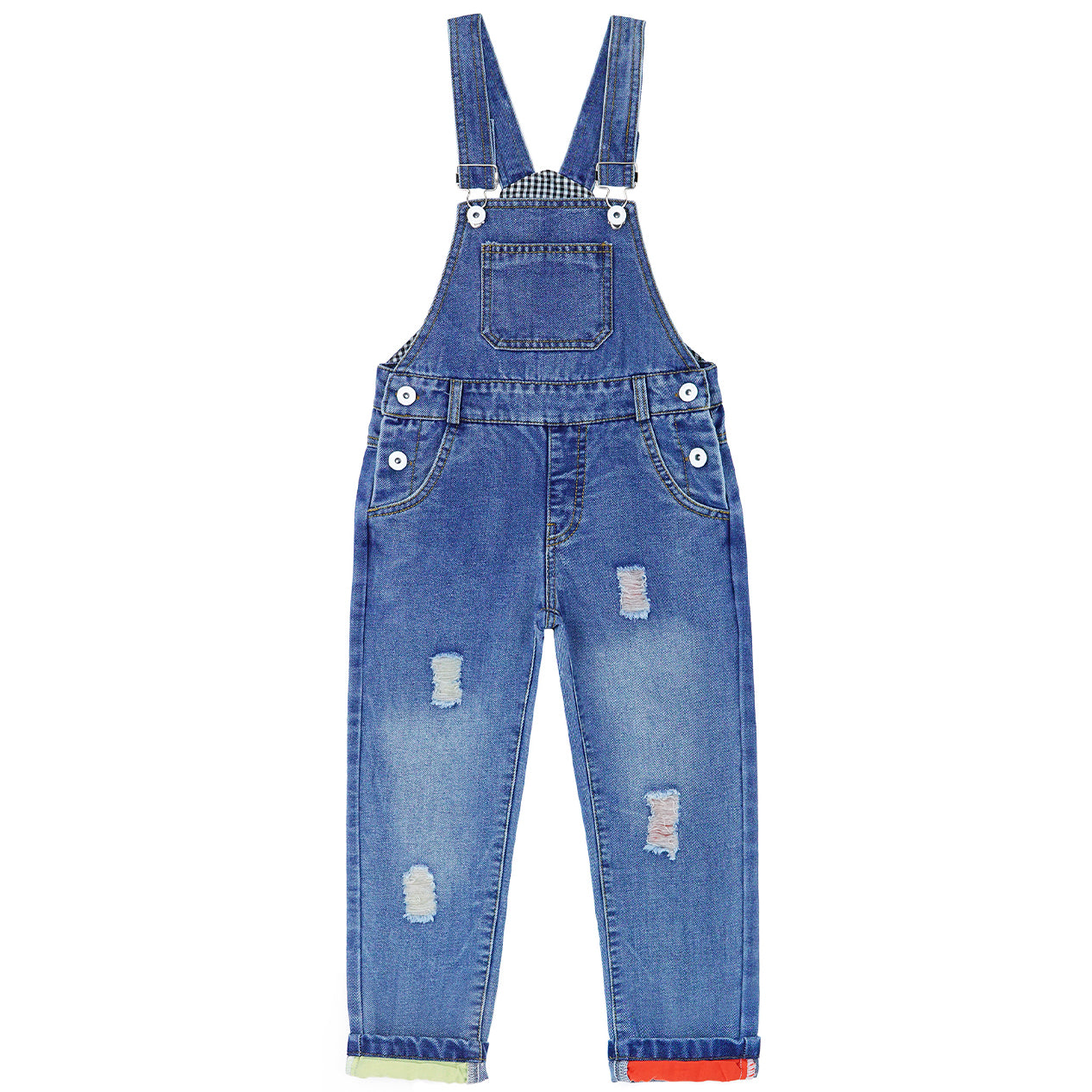 Kids Denim Overalls Colored Ripped Rompers