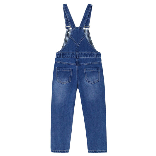 Kid Boy Girl Small Bib Pocket Adjustable Straps Ripped Jean Novel Overalls