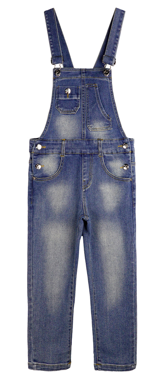 Boy Girl Overalls Irregular Pockets Slim Denim Jumpsuit