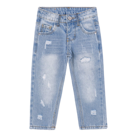 Baby Boy Jeans,Soft Ripped Denim Elastic Band Inside Pants