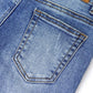 Little Girl Kid Ripped Straight Slim Fit Elastic Band Inside Denim Jeans Pants