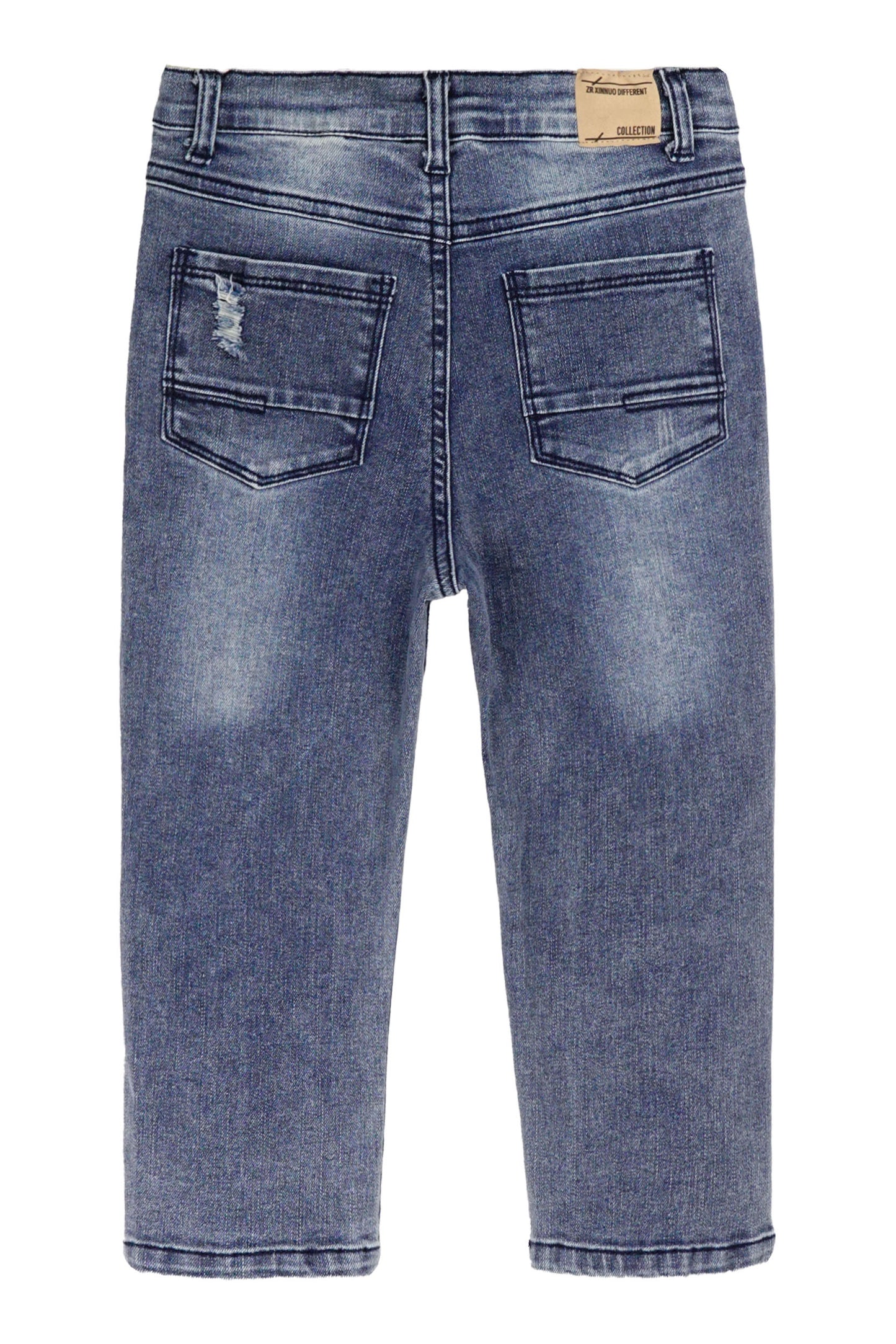 Baby Little Boy Slim Fit Jeans Little Kid Ripped Elastic Band Inside Denim Pants