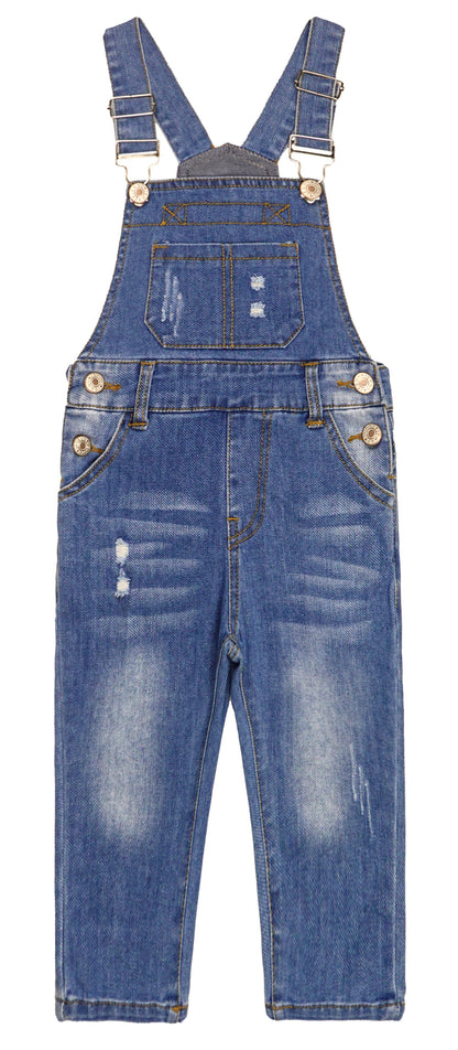 Little Boys Slim Fit Jeans Ripped Big Bib Pocket Fashion Denim Overalls