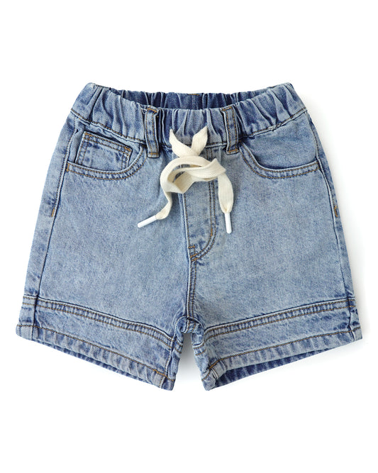 Little Big Boys Denim Shorts,Elastic Waist with Drawstring Adjustable Jeans Summer Wear