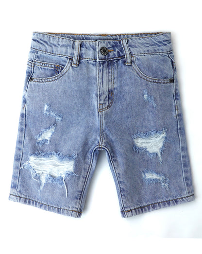 Baby Little Big Boys Denim Shorts,Elastic Waistband Inside Ripped Holes Jeans Summer Wear