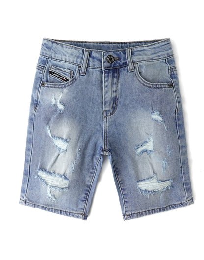 Baby Little Big Boys Denim Shorts,Elastic Waistband Inside Ripped Holes Stretch Jeans Summer Wear