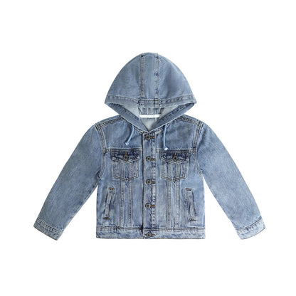 Boys Denim Jacket,Little Big Kids Simple Design Hooded Jean Coat