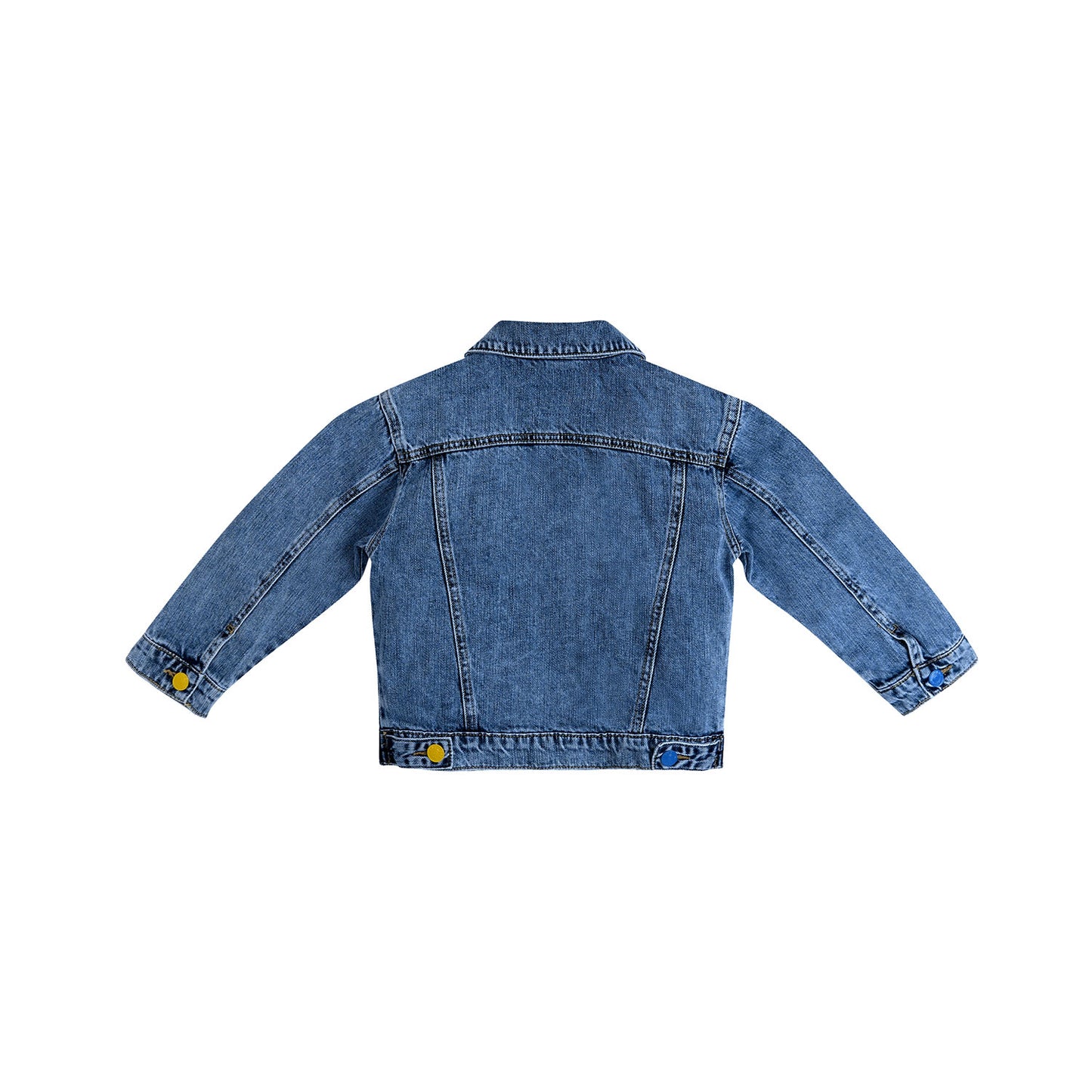 Boys Denim Jacket, Little Big Kids Simple Design Colored Buttons Jean Coat