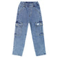 Boys Jeans,Little Big Girls Elastic Waist with D-ring Cargo Stretch Denim Pants