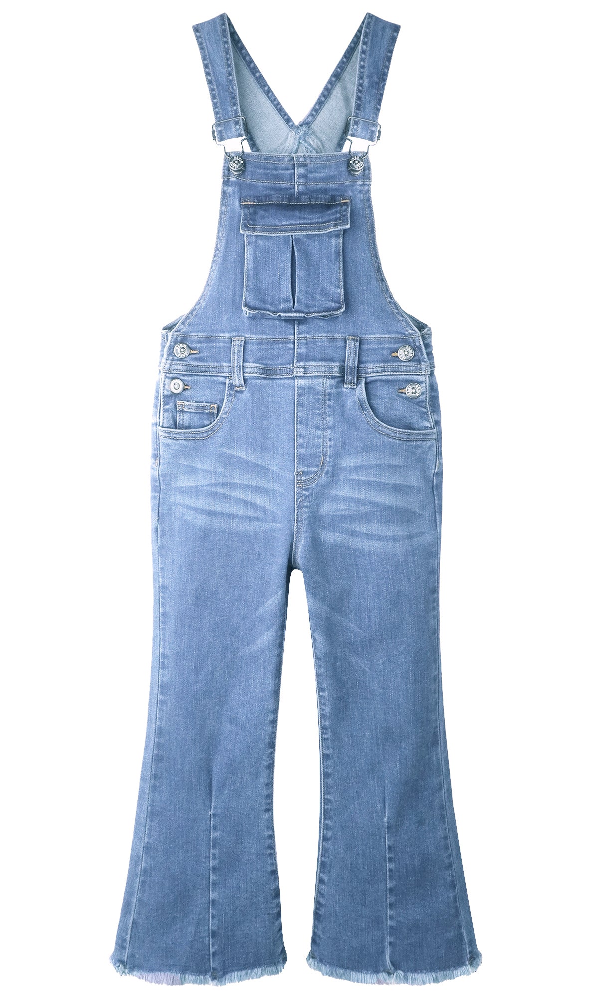 Girls Denim Flared Overalls Pants,3D Accordion Deep Heel Pockets Bell Bottom Jeans Dungarees