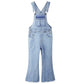 Girls Denim Flared Overalls Pants,3D Accordion Deep Heel Pockets Bell Bottom Jeans Dungarees