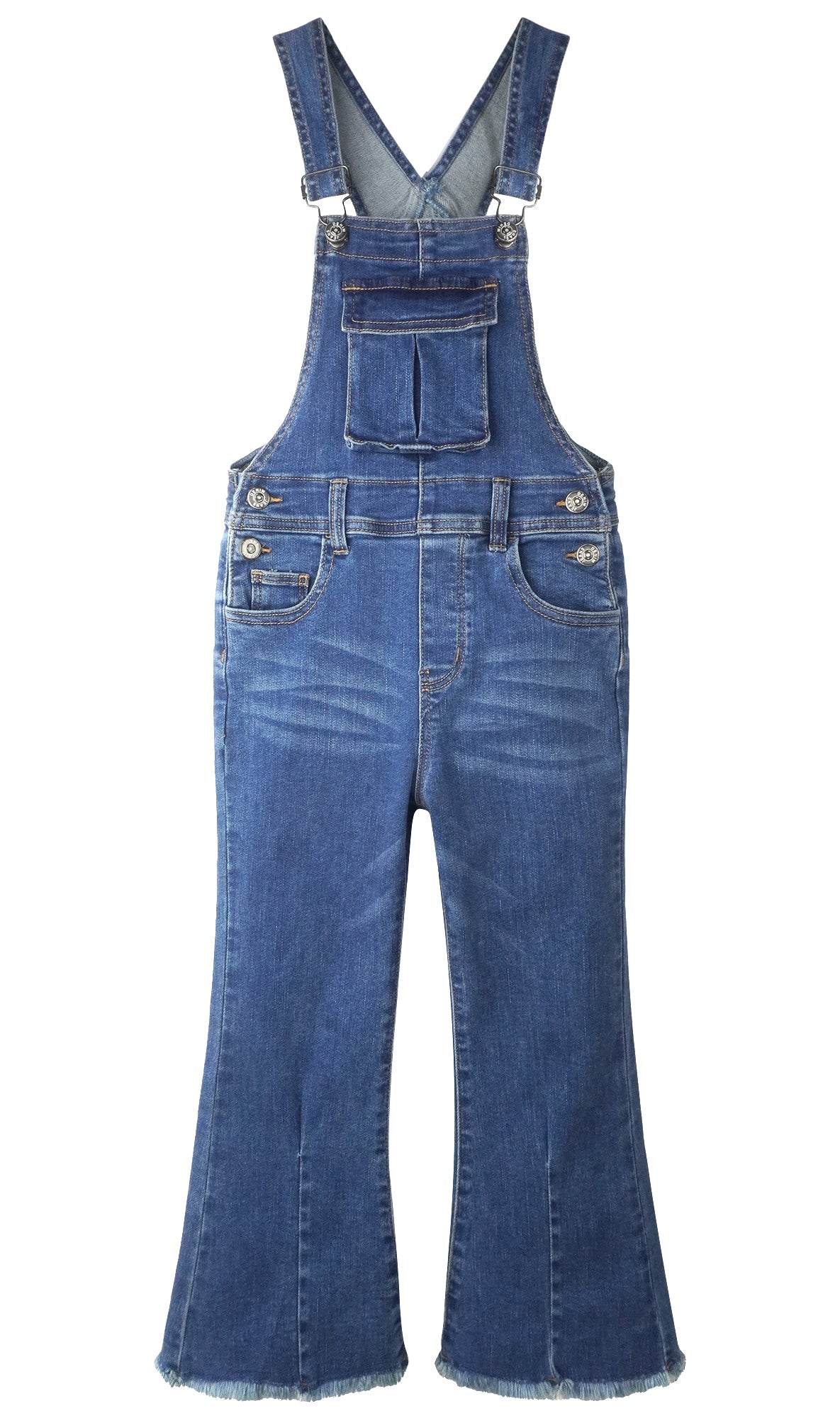 Girls Denim Flared Overalls Pants,3D Accordion Deep Heel Pockets Bell Bottom Jeans Dungarees