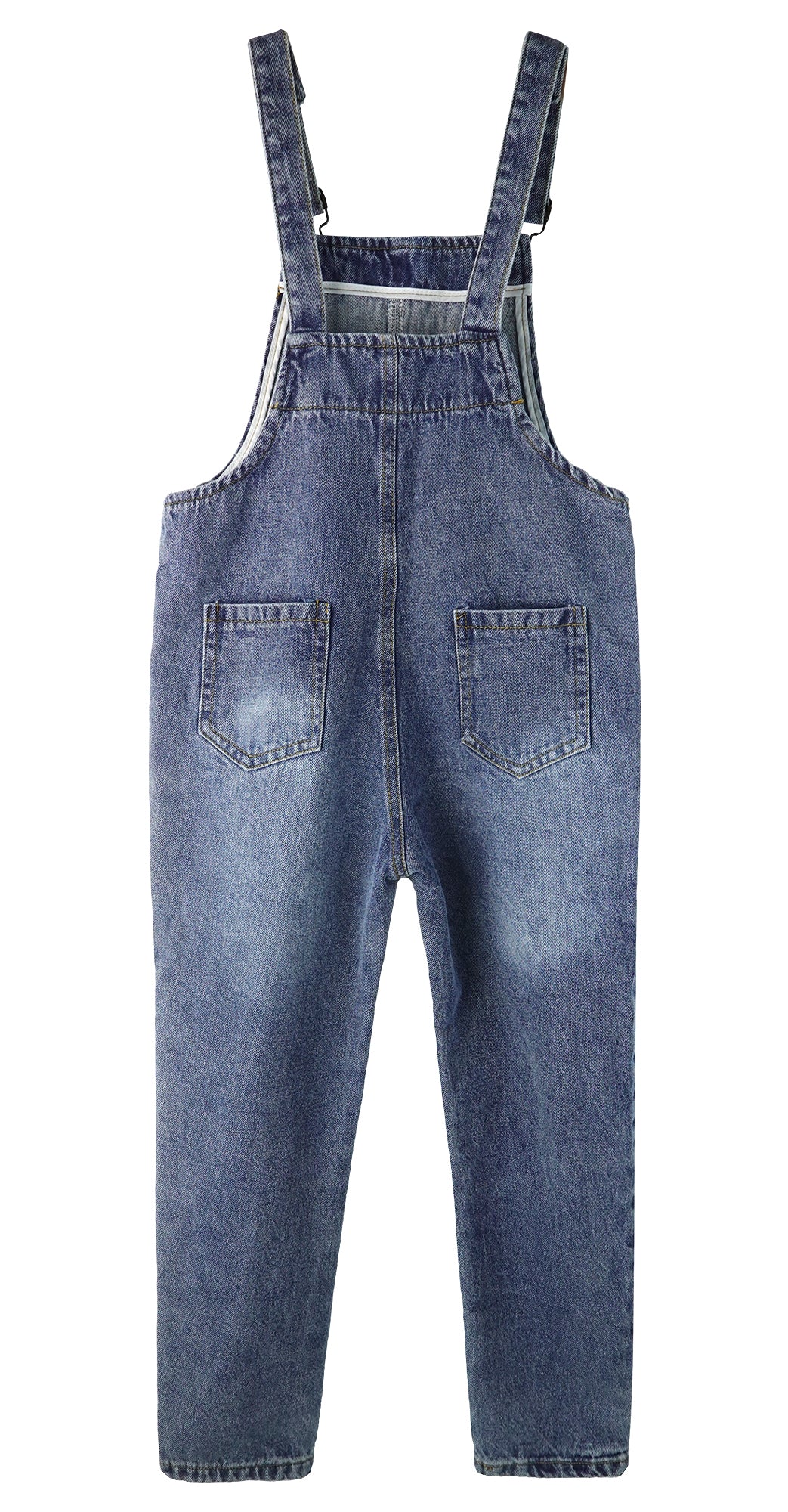 Big Girls Denim Overalls, Fake Pocktes Simple Design Summer Loose Fit Jeans Workwear