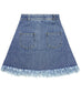 Girls Denim Skirt, 2 Layer Raw Edge Fashion Summer Short Jeans Dress,Blue