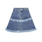 Girls Denim Skirt, 2 Layer Raw Edge Fashion Summer Short Jeans Dress,Blue