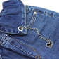 Flounced Girls Wide-leg Stretch Denim Pants, 5-14T Ribbed Elastic Waist with Chain Jeans