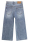 Hiden Front Pockets Girls Wide-leg Denim Pants, 5-14T Elastic Waistband Inside with D-ring Loops Jeans