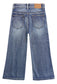 Hiden Front Pockets Girls Wide-leg Denim Pants, 5-14T Elastic Waistband Inside with D-ring Loops Jeans