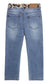 Girls Simple Design Denim Pants,5T-14T Elastic Waistband Inside Straight-fit Slim Jeans