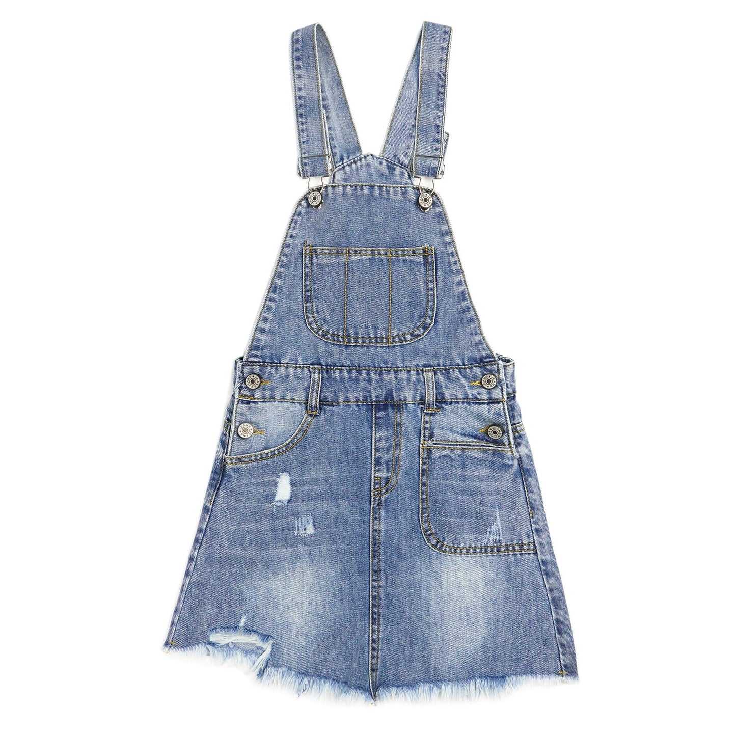 Girls Denim Skirt, Little Ripped Raw Edge Jean Summer Overall Dress