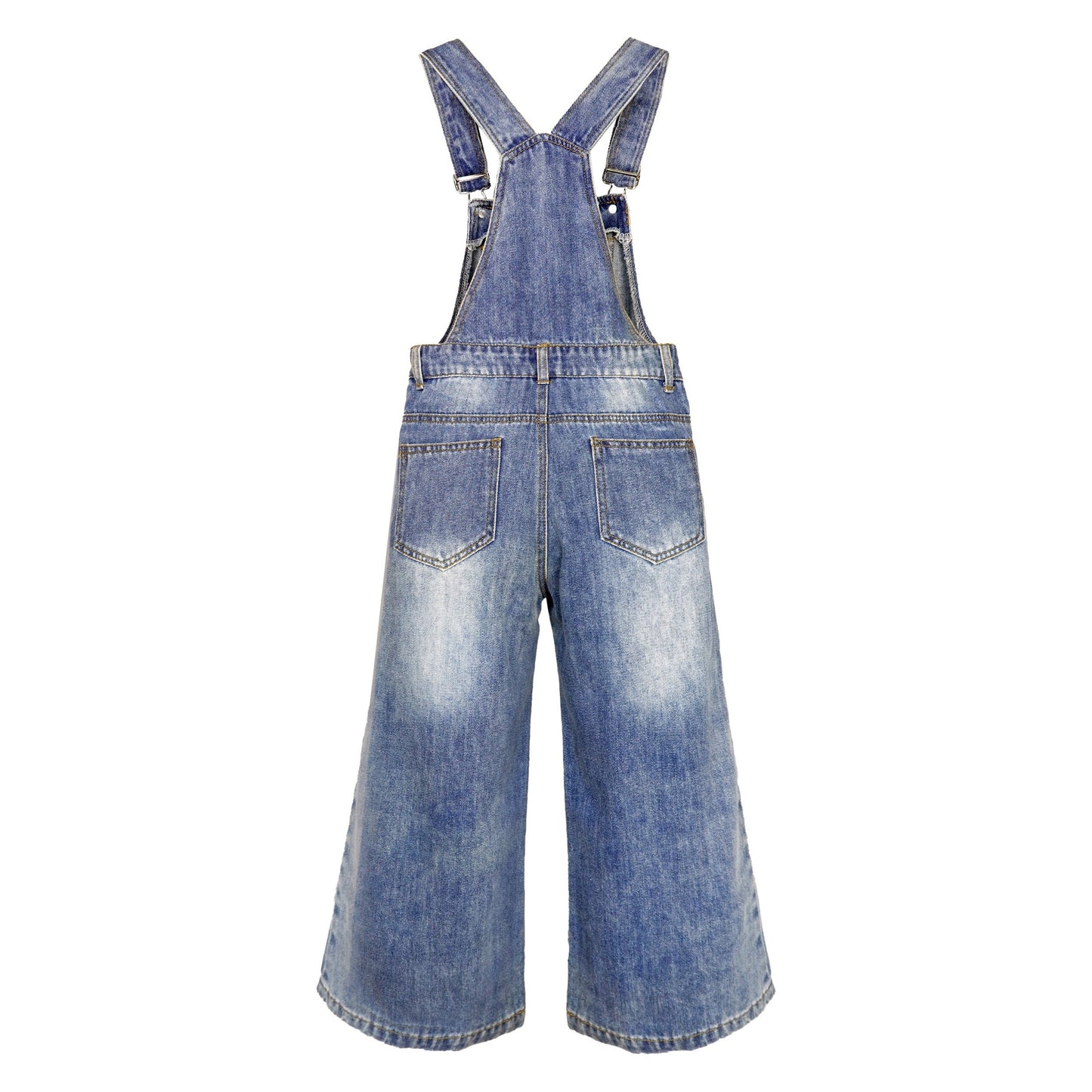 Girls Denim Overalls,Big Exposed External Pockets Jean Dungarees Pants