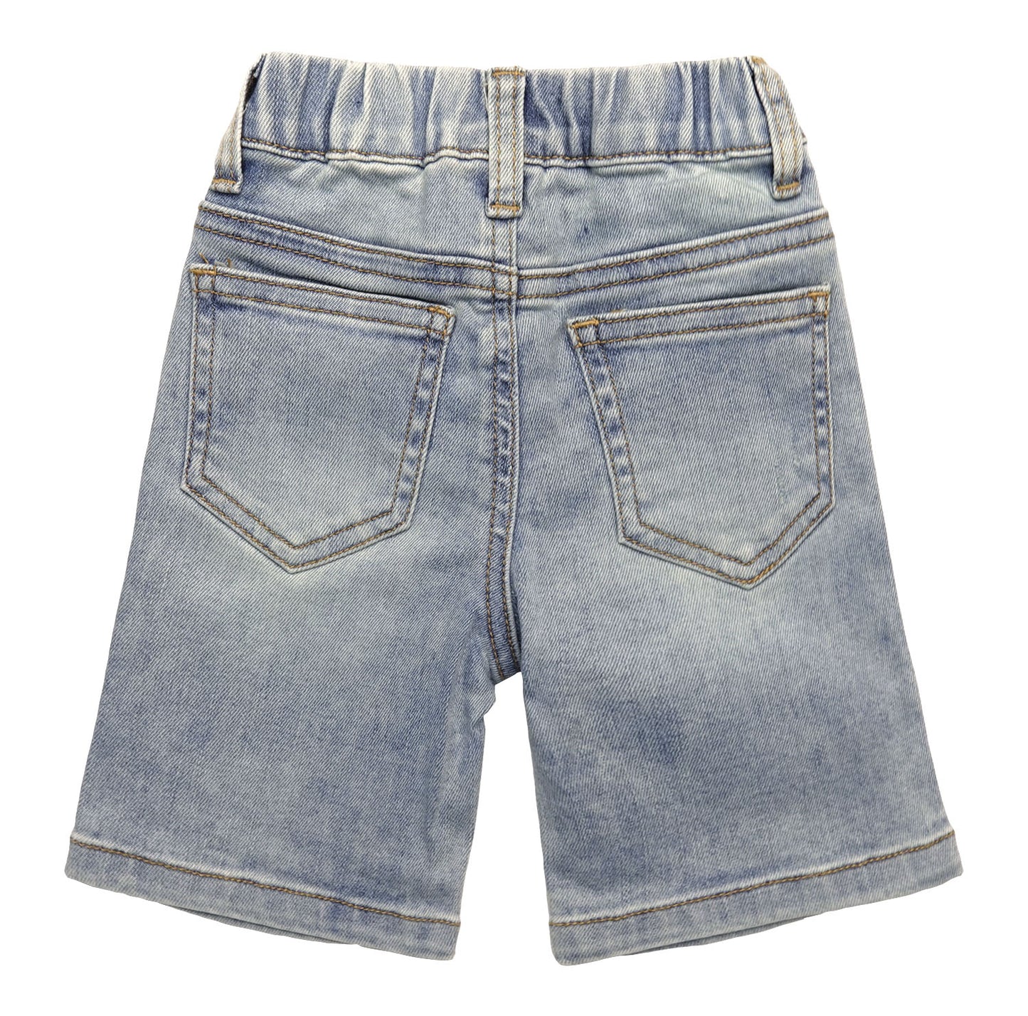 Girls Boys Denim Shorts, Elastic Waistband Inside with D-Rings Stretchy Summer Half Jeans Pants