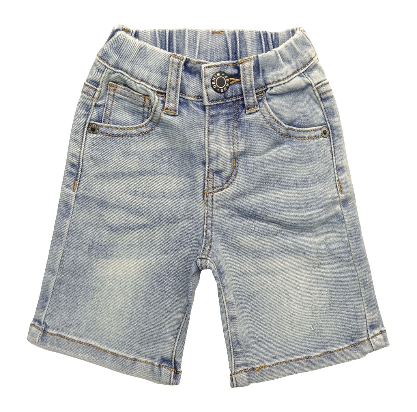 Girls Boys Denim Shorts, Elastic Waistband Inside with D-Rings Stretchy Summer Half Jeans Pants