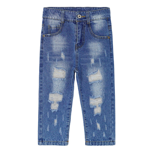 Baby Elastic Inside Ripped Jeans,Little Toddler Kids Distressed Denim Pants