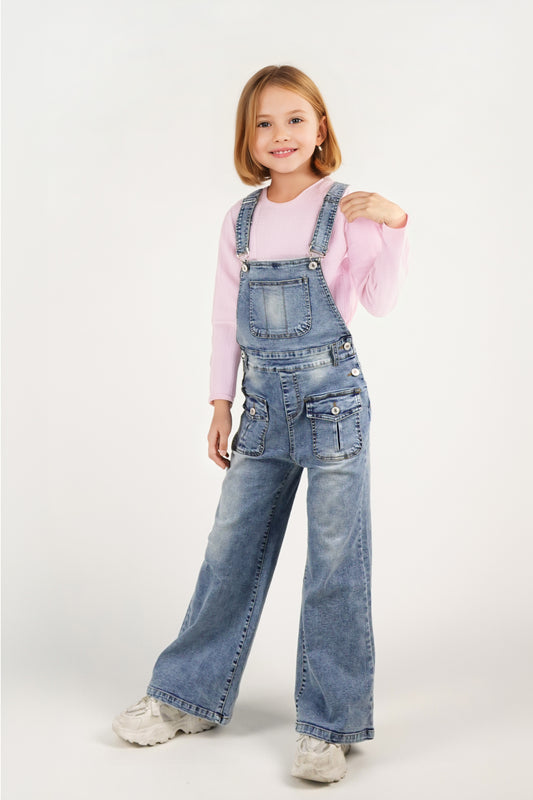 Girls Denim Overalls, Little Big Kids' Jean Dungarees Pants