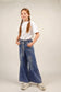 Girls Wide-leg Denim Pants, 5-14T Loose Elastic Waist with String Flared Jeans Bottoms