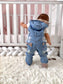 Toddler Fashion Pattern Hooded Denim Overalls