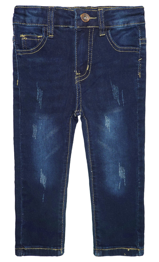 Little Boys Elastic Band Inside Ripped Straight FitSoft Denim Slim Jeans