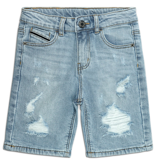 Boys Summer Ripped Soft Elastic Band Jean Shorts