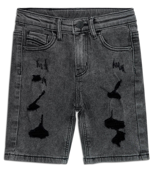 Boys Summer Ripped Soft Elastic Band Jean Shorts