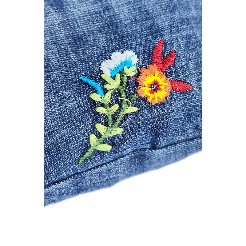 Baby Girls Flowers Embroidery Denim Overalls