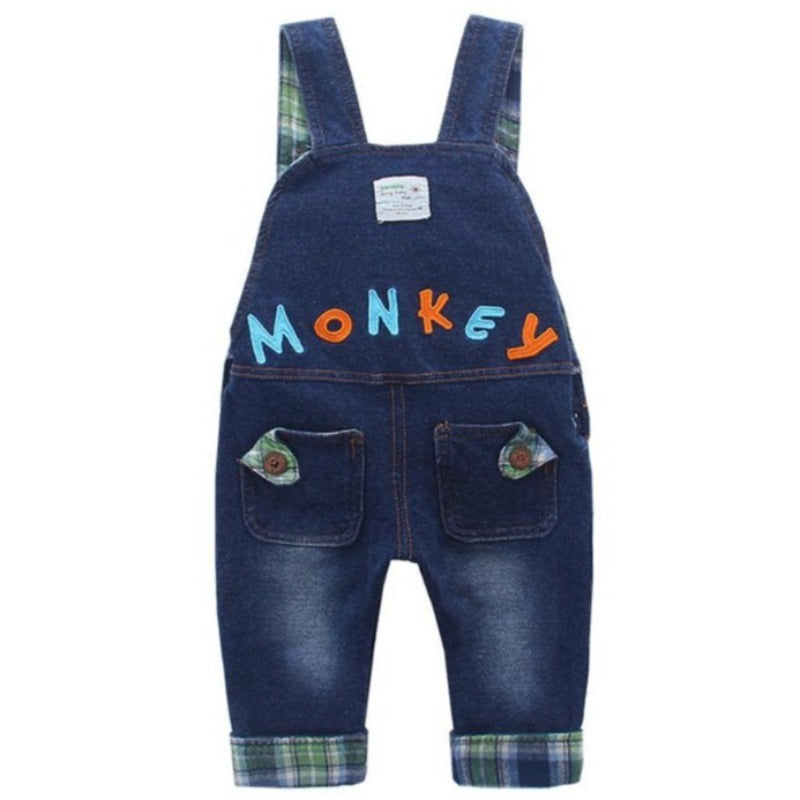 Kidscool Space Baby & Toddler Boys 3D Cartoon Monkey Knitted Jeans Overalls - Kidscool Space