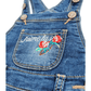 Girls Roses Embroideried Soft Denim Overalls