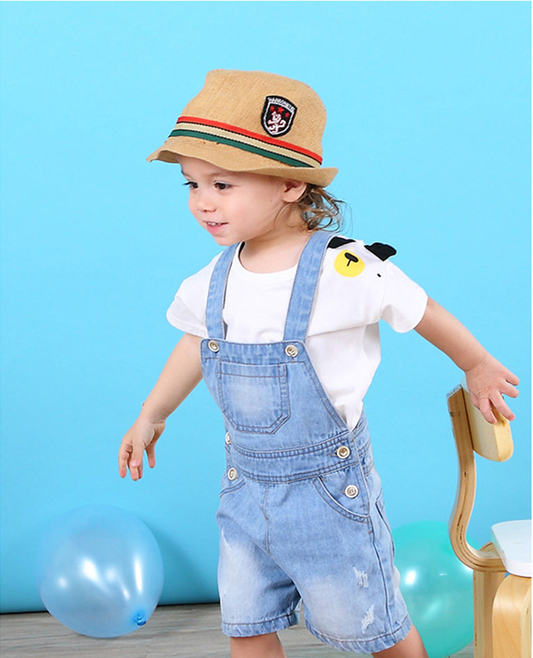 Toddler Baby Summer Front Pocket Denim Shortalls