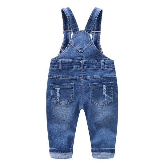 Kidscool Space Baby & Toddler Adjustable Ripped Fashion Jeans Overalls - Kidscool Space